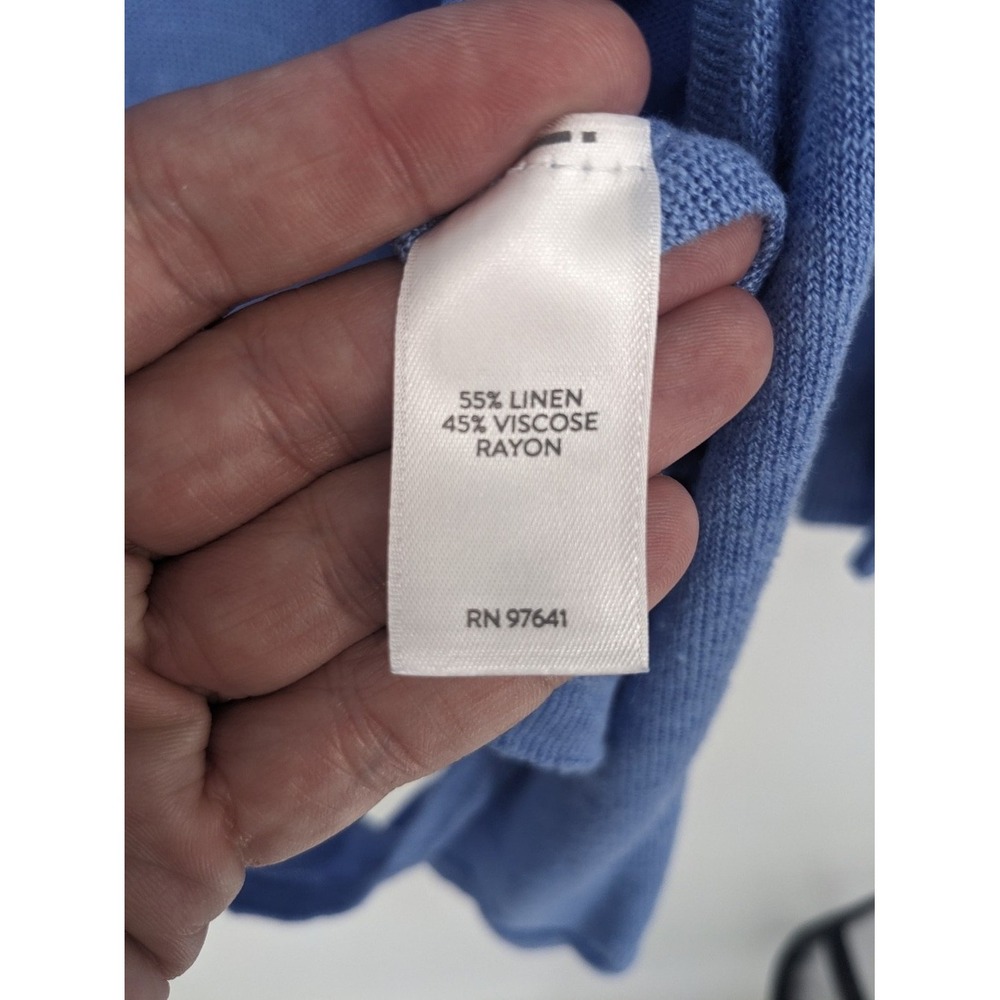J Jill Wearever Collection Sweater Womens XL Blue Linen Blend Drape Front Wrap - Picture 8 of 11